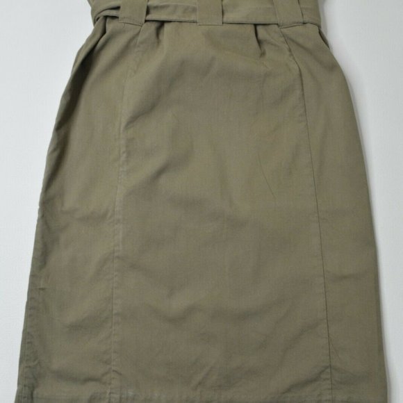 H&M Size 2 Womens Brown High‎ Waist PAPER BAG Knee Length Sash TIE Waist SKIRT - Picture 3 of 10